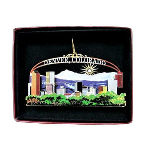 Denver Colorado Brass Ornament City Skyline Rocky Mountains